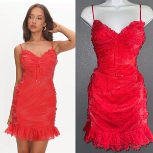 Selfie Leslie New w Tags Women’s Red Mini Lace Sweetheart Formal Dress Medium